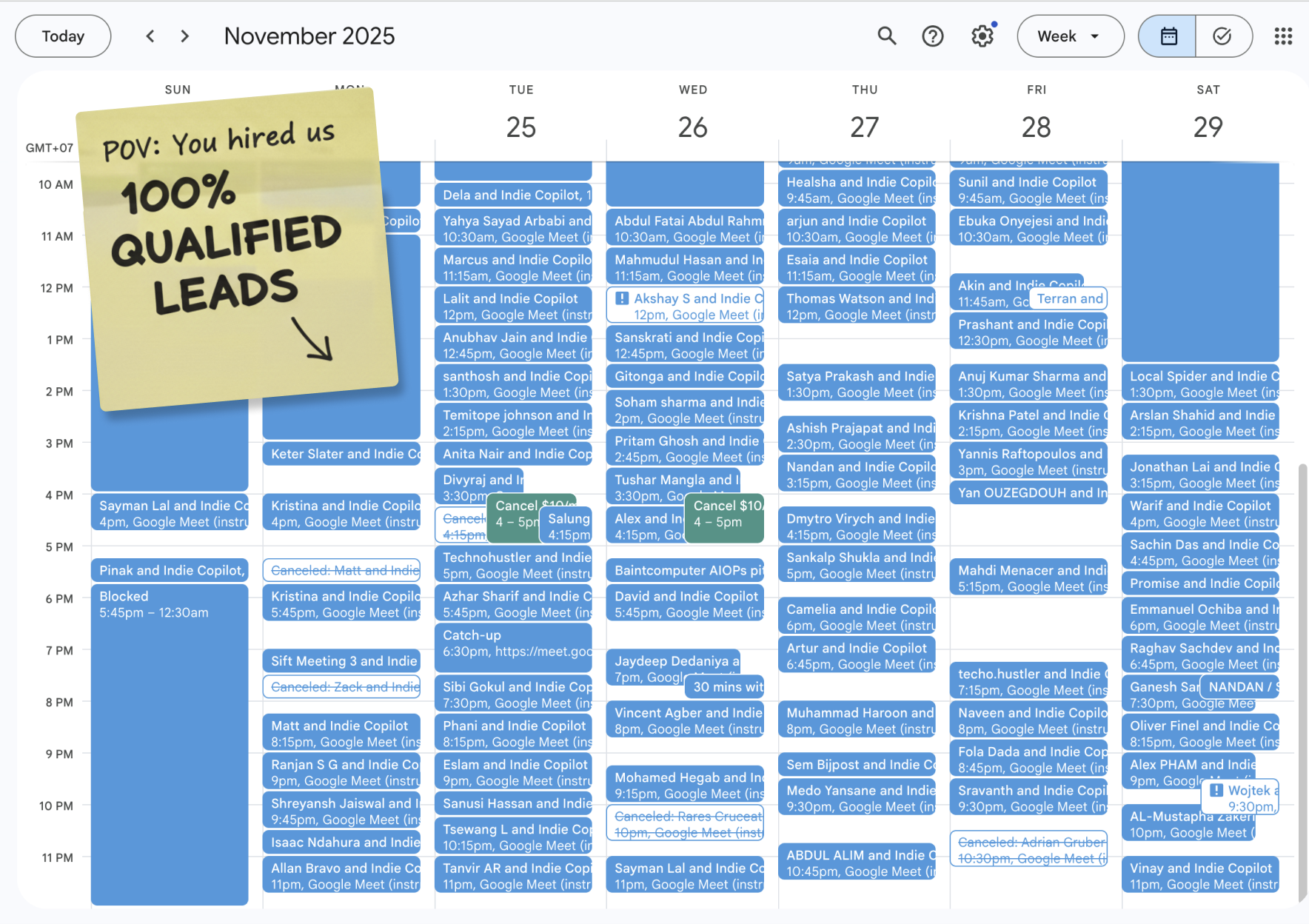 Packed calendar with booked calls